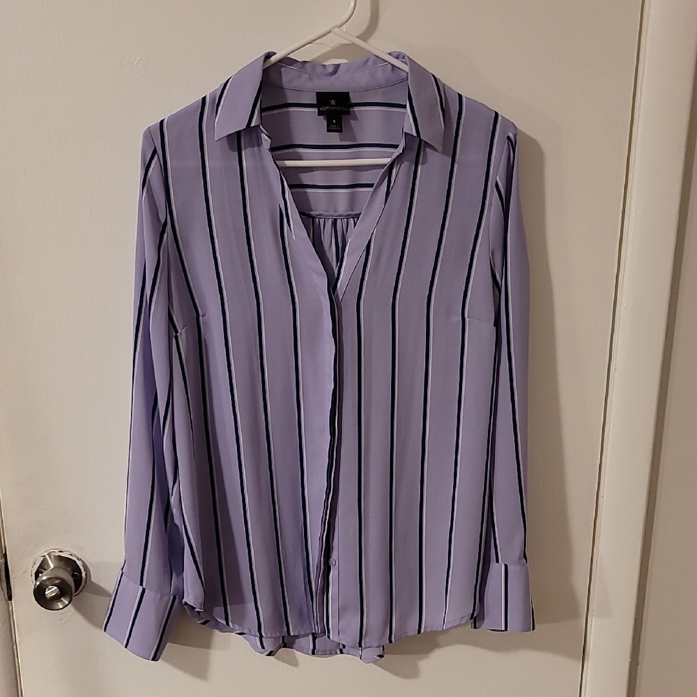 Chic Lavender Striped Blouse